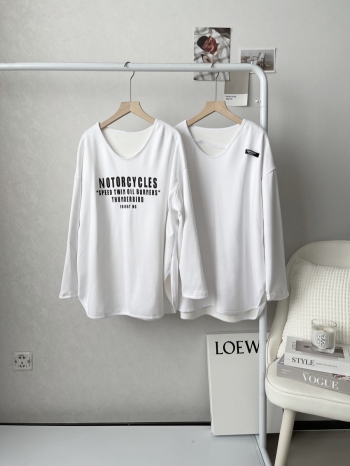 【Z828339】磨毛加厚字母側開叉長版T(二件組)