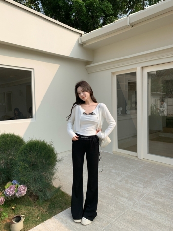 【Z828510】美背帶胸墊蕾絲背心+外套長褲套裝
