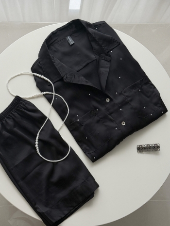 【Z829339】高級感閃鑽冰絲家居服套裝