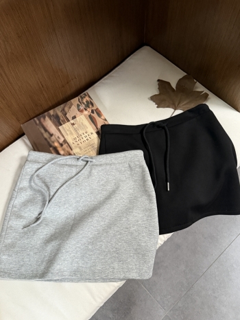 【Z829524】休閒系抽繩鬆緊腰棉短裙
