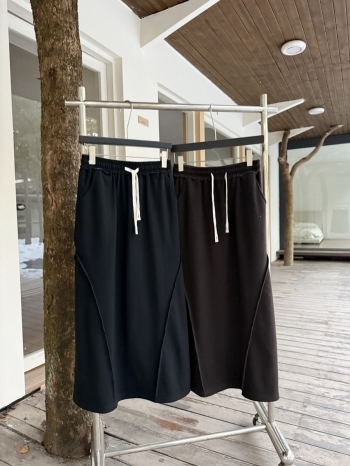 【Z829790】斜插袋抽繩鬆緊腰魚尾裙