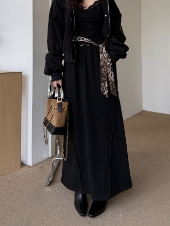 【Z829790】斜插袋抽繩鬆緊腰魚尾裙