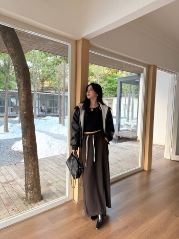 【Z829790】斜插袋抽繩鬆緊腰魚尾裙