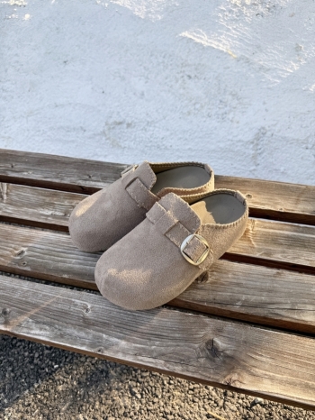 【Z829806】復古磨砂厚底皮釦包頭半拖