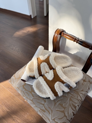 【Z829807】軟皮羊羔毛厚底毛毛拖