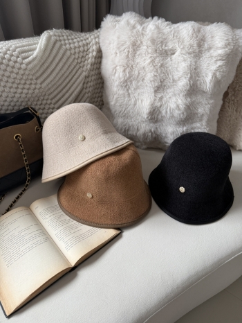 【Z829837】金屬標包邊針織漁夫帽