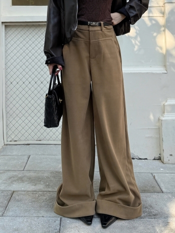 【Z829799】復古鬆弛感捲邊休閒褲