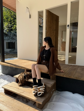 【Z829807】軟皮羊羔毛厚底毛毛拖