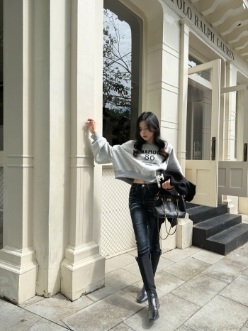 【Z829824】壓褶貓鬚明線鉛筆牛仔褲