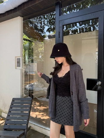 【Z829826】miu系波點毛呢短裙