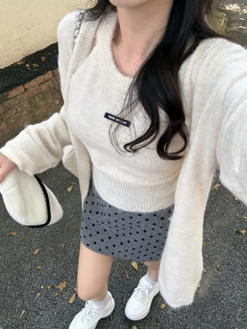 【Z829830】掛脖針織背心罩衫兩件套