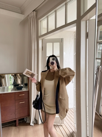 【Z829848】針織披肩立領風衣外套