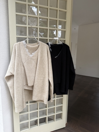 【Z829866】蕾絲拼接背心+針織外套