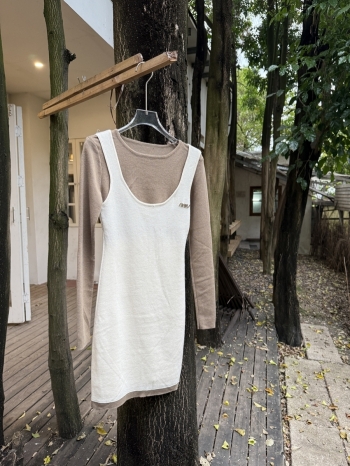 【Z829871】miu系假兩件針織連身裙