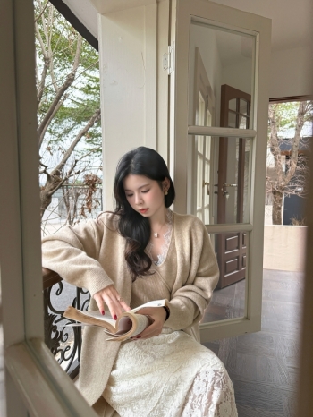 【Z829866】蕾絲拼接背心+針織外套