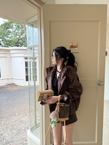 【Z829880】美拉德鹿皮絨立領夾克外套