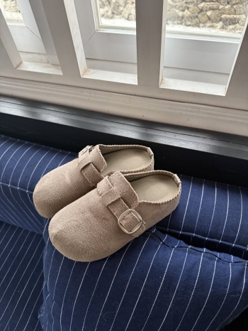 【Z829806】復古磨砂厚底皮釦包頭半拖