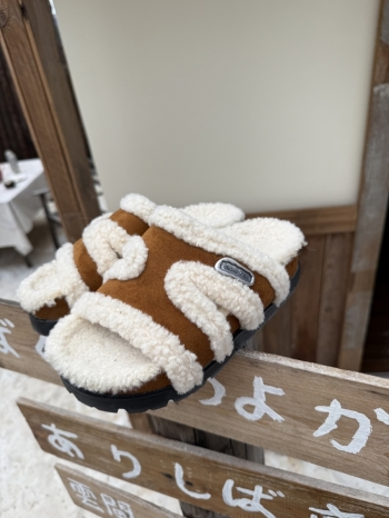 【Z829807】軟皮羊羔毛厚底毛毛拖