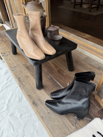 【Z829881】英倫風內增高方頭坡跟短靴