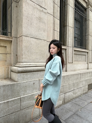 【Z829893】韓系花苞袖飄帶V領針織衫