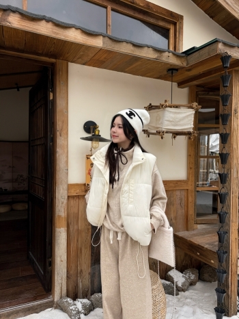 【Z829910】抽繩設計立領鋪棉背心