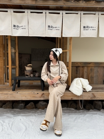 【Z829908】抽繩半拉鍊立領長袖上衣