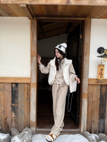 【Z829909】軟糯百搭抽繩加絨休閒褲