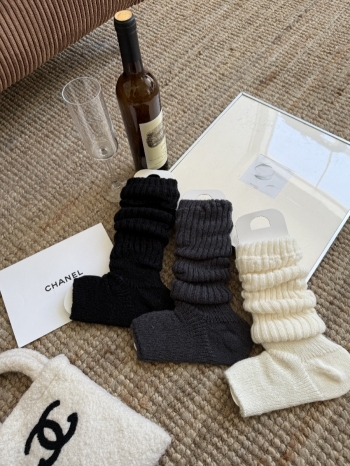 【Z829920】加厚針織堆堆襪組合(黑灰米白)