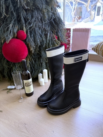 【Z829922】英倫風撞色字母內增高長筒靴