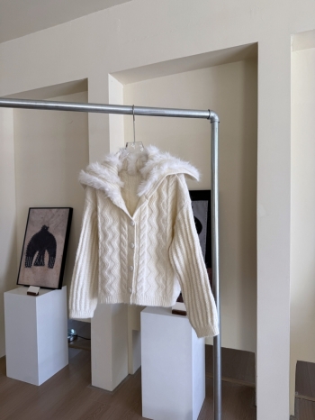 【Z829959】翻領毛毛編織針織外套