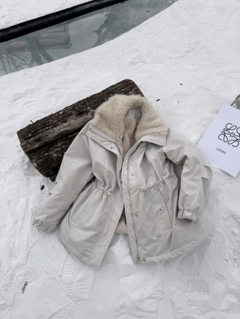 【Z829967】毛毛翻領抽繩收腰絨毛外套