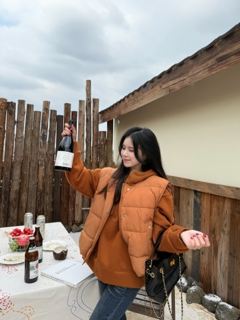 【Z829899】羽絨背心加絨連帽上衣套裝