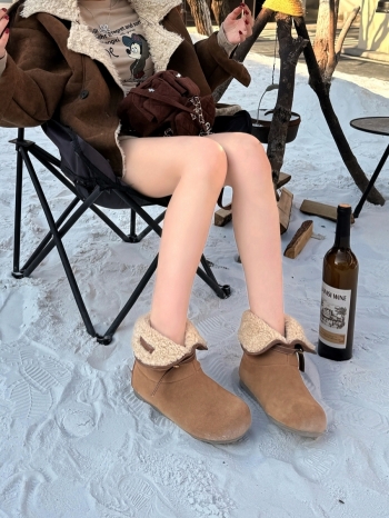 【Z829926】羊羔毛加絨保暖兩穿真皮雪靴