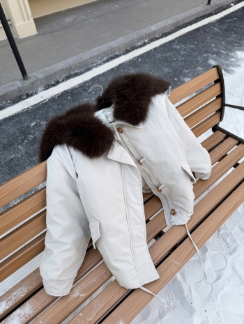 【Z829935】大毛領抽繩工裝羽絨外套