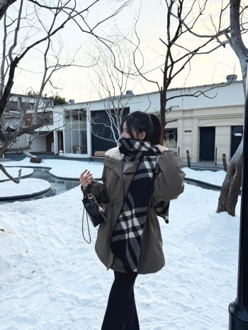 【Z829972】英倫風雙面格紋披肩圍巾