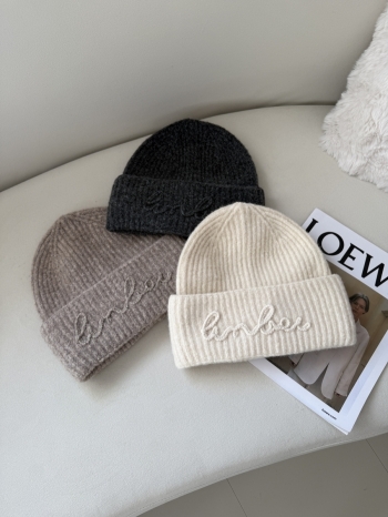 【Z829981】字母刺繡針織毛線帽