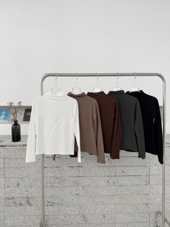 【Z829993】半高領磨毛德絨純色長袖