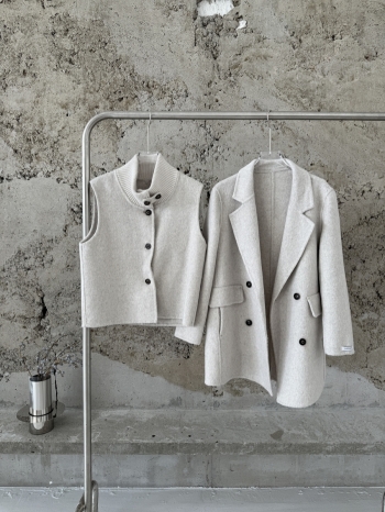 【Z830005】西裝針織領雙面羊毛大衣外套