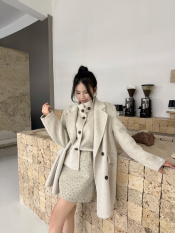 【Z830005】西裝針織領雙面羊毛大衣外套