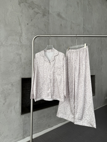 【Z830012】經典豹紋印花緞面睡衣套裝