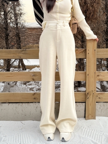 【Z829952】撞色腰頭嬰兒絨休閒褲