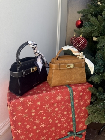 【Z829979】時尚輕奢麂皮絨絲巾手提小包