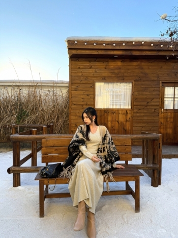 【Z830032】流蘇暈染水墨畫圍巾披肩