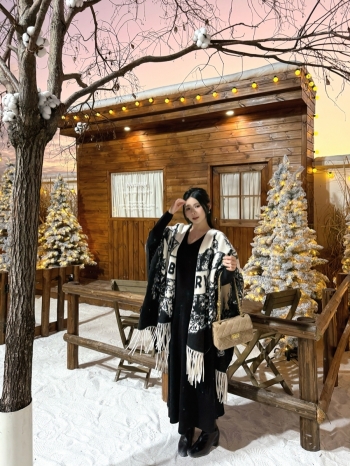 【Z830032】流蘇暈染水墨畫圍巾披肩