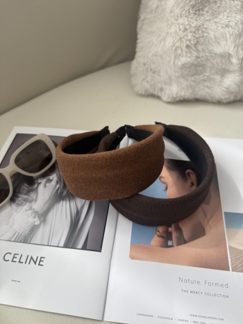 【Z830041】復古咖色系毛呢寬邊髮箍