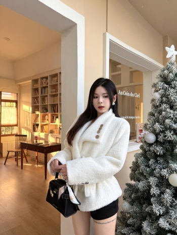 【Z830018】翻領小香風毛絨西裝外套