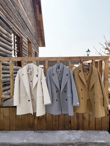 【Z830005】西裝針織領雙面羊毛大衣外套