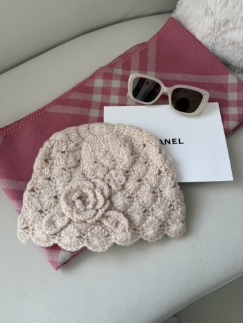 【Z829980】日系簍空花朵針織毛帽