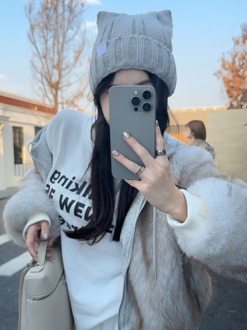 【Z830043】可愛甜美加絨貓耳朵針織毛帽