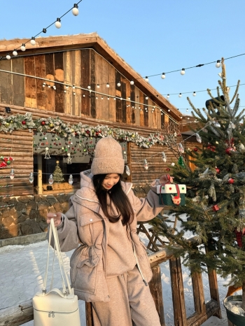 【Z830049】抽繩收腰口袋羽絨背心三件套